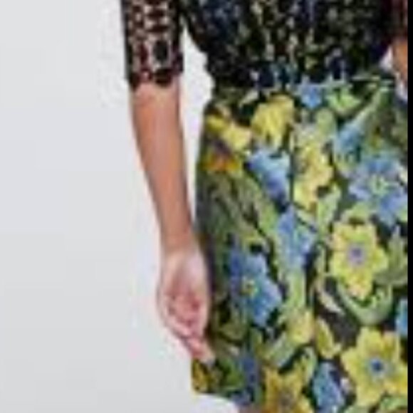 ASOS PREMIUM Lace Top Jacquard Mini Skater Dress - Multi / US 14 - Picture 6 of 9